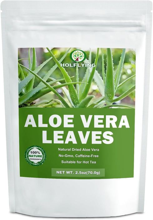 HOLFLYING Dried Aloe Vera Leaves Sliced - 2.5 oz, Cut & Sifted, All-Natural