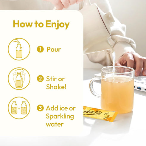 30 5.29oz TEAZEN Lemon Ginger Hot Kombucha Tea, Live Probiotics & Postbiotics, Relaxation and Warmth for Colds and Sore