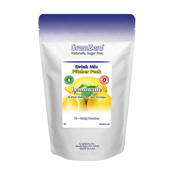 GramZero Lemonade, Sugar Free Drink Mix, Pitcher Pack, Zero Calorie, Stevia Sweetened, Great for Nutrition Club Loaded