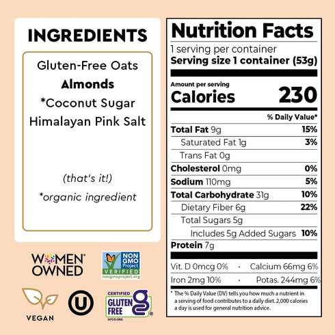 6 Pack Mylk Labs Roasted Almond Protein Oatmeal Cups, Whole Grain, Low Sugar, High Fiber Breakfast with Superfoods