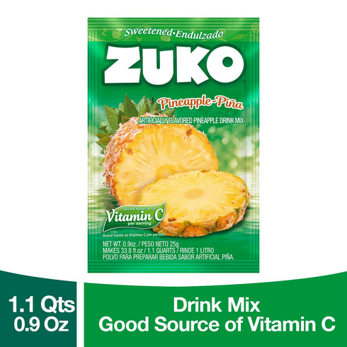48 Packets Zuko Pineapple Powdered Drink Mix, No Added Sugar Needed, Ct Individual