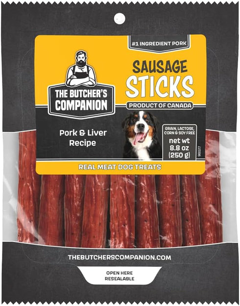 The Butcher's Companion Sausage Sticks Dog Treats - Pork & Liver Recipe 6.17oz