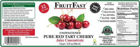(32 OZ) 68 100% Red Tart Cherry Juice Concentrate by FruitFast - FL Unsweetened, Brix Pure Concentrated Juice - Dark