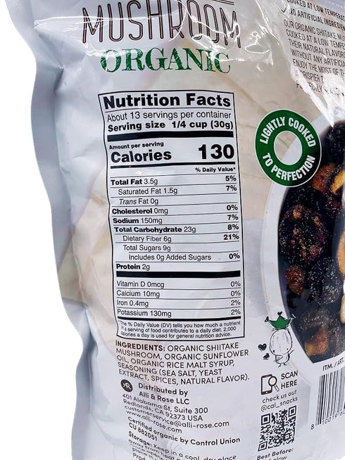 The Snak Yard 14.11 Shiitake Mushroom Organic Crisps, Ounces, Resealable Bag