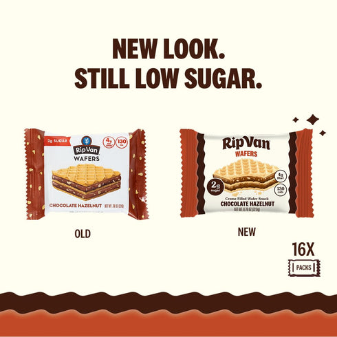 (2g), 16 Count Rip Van Chocolate Hazelnut Wafer Cookies, Keto, Non-GMO, Healthy Snacks, Low Carb & Low Sugar Low