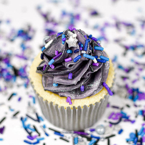 Galaxy Sprinkles for Cupcakes & Cakes | Space Sprinkles for Cake Decorating | Silver Star Sprinkles Made in USA