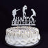 Glitter Happy Birthday Cake Toppers - Silver Birthday Party Decoration Supplies with Happy Birthday Cake Bunting