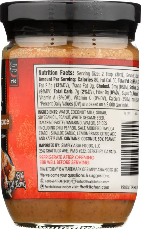 8 OZ, 6 THAI KITCHEN SAUCE PEANUT SATAY, PK