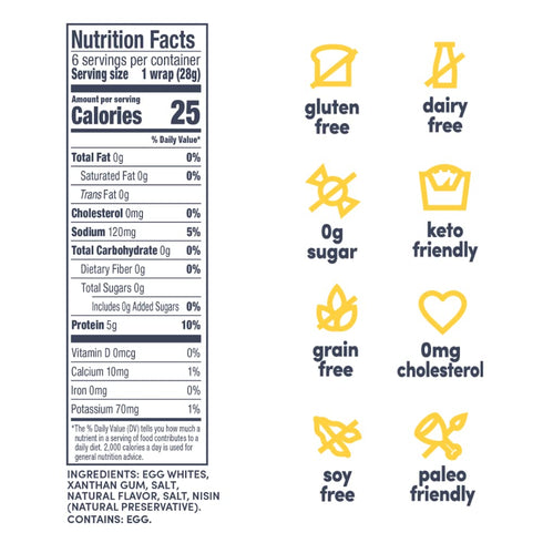 egglife 12 (2-6 Packs) Packed egg white wraps, original, Egg White Wraps, Total Wraps - Gluten Free, Dairy Free, No