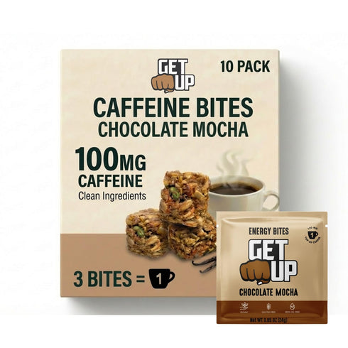 GetUp Caffeinated Granola Bites - Chocolate Mocha (10 Pack) 100mg Caffeine Energy