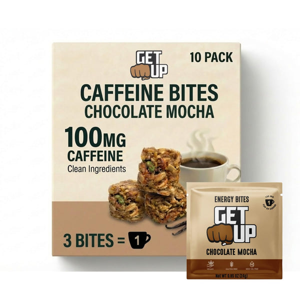 GetUp Caffeinated Granola Bites - Chocolate Mocha (10 Pack) 100mg Caffeine Energy