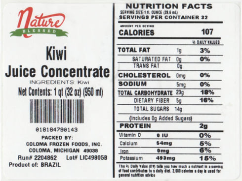 100% 1 (1/32 oz Nature Blessed Pure Kiwi Concentrate - Quart fl bottle), Applications: Home Wine Making, Beer Brewing