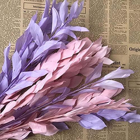 Artist Unknown 5PCS/35-40CM Zamihalaa Natural Dried Orange Leaves Preserved Lily Flowers Bouquet,Dracaena Reflexa