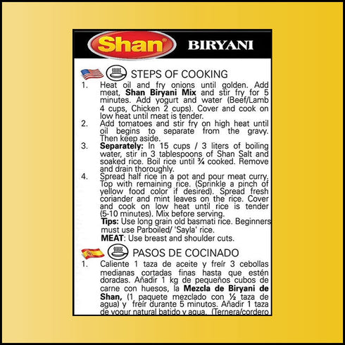 Shan Biryani Masala Seasoning Mix - Spice Packets for Spicy Meat Layered Pilaf, Pack of 4, 50g