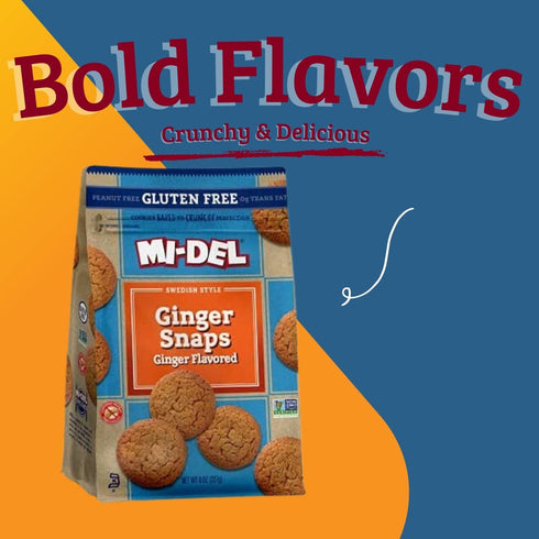 Mi-Del Ginger Snap Cookies - Non GMO Certified, Gluten Free Snacks (Pack of 1)