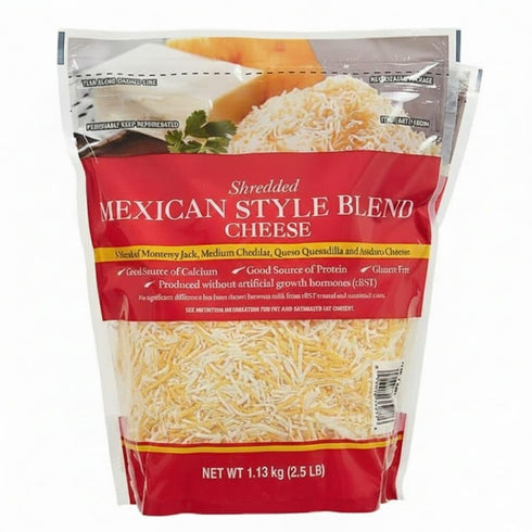 Generic Mexican Style Four Cheese Blend, Shredded | Monterey Jack, Medium Cheddar, Queso