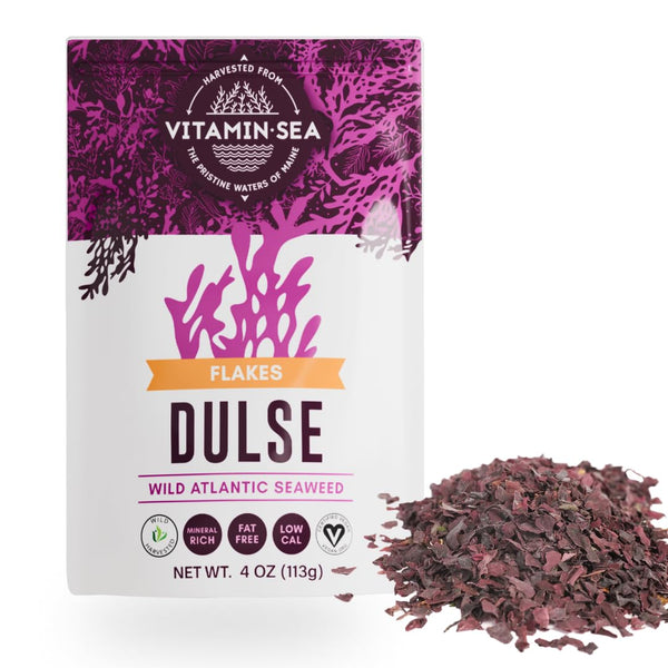 VITAMINSEA Dulse Dried Seaweed | Wild North Atlantic Seaweed for Snacking, Seasoning, Soups & Salads (4 OZ)