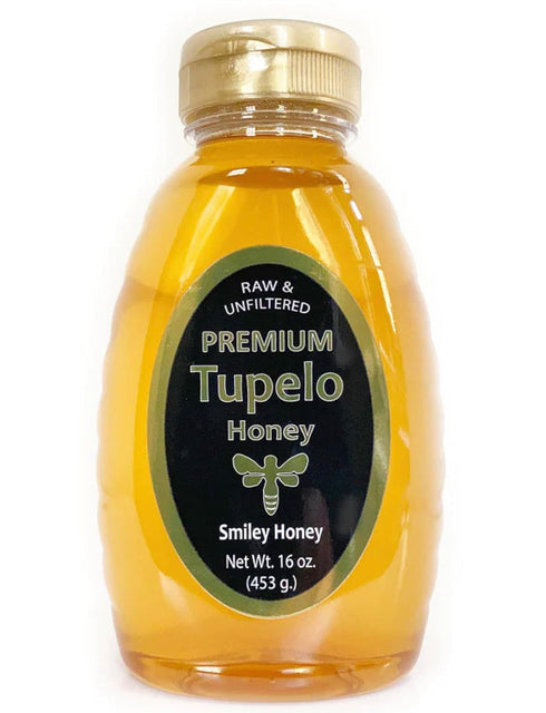 Smiley Honey, Premium Tupelo Honey Raw and Unfiltered, Higher Quality, Darker, Higher