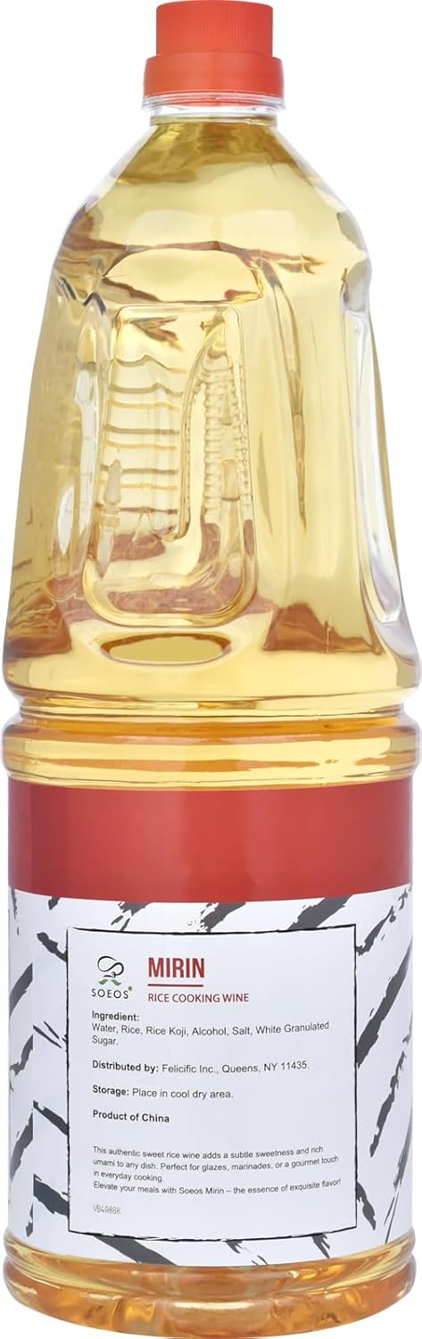 Soeos Mirin, Japanese Cooking Wine, 1.8 L (Pack of 1), Mirin Rice Wine, Authentic Natural Sugar Sweet Rice Cooking Wine for Cooking, Condiments, Seasoning Homemade Sauces, Japanese Seasoning