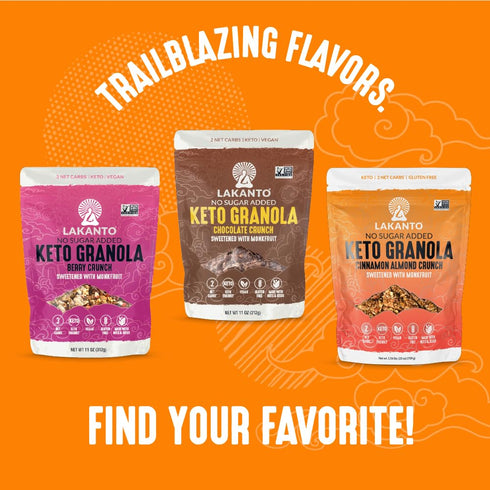 2g 11 oz Lakanto Peanut Butter Crunch Granola - Quick Breakfast Cereal, Monk Fruit Sweetner and Erythritol, No Sugar
