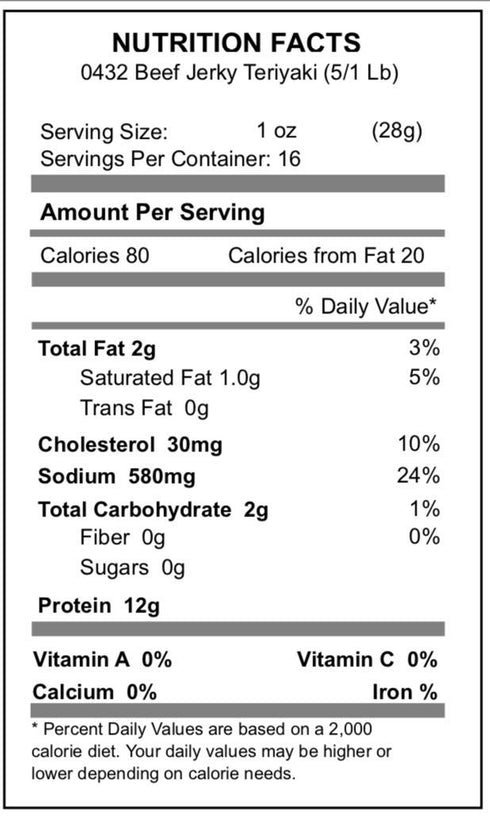 16 Troyer Teriyaki Beef Jerky Ounces