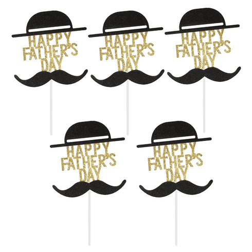 BinaryABC Happy Father's Day Cake Topper Cake Picks, 5Pcs Birthday Cake Decorations for Dad