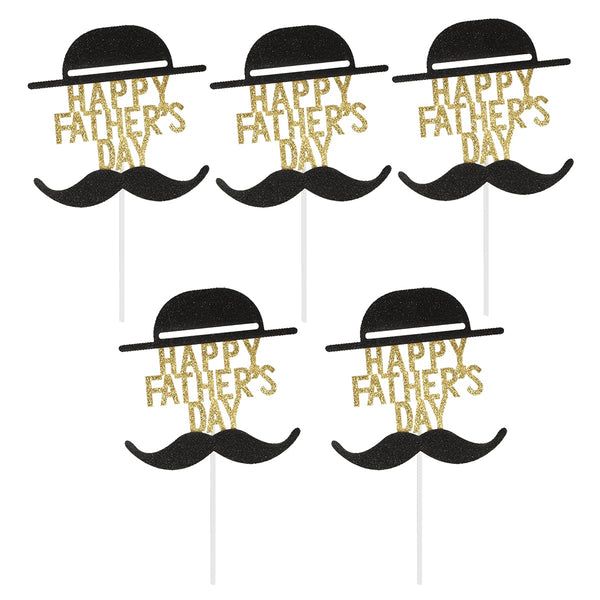 BinaryABC Happy Father's Day Cake Topper Cake Picks, 5Pcs Birthday Cake Decorations for Dad