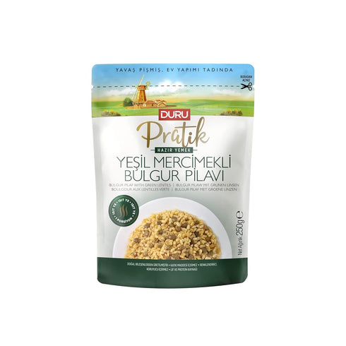 Duru Bulgur Pilaf with Green Lentils, 8,8 Ounces, Heat & Eat, 100%