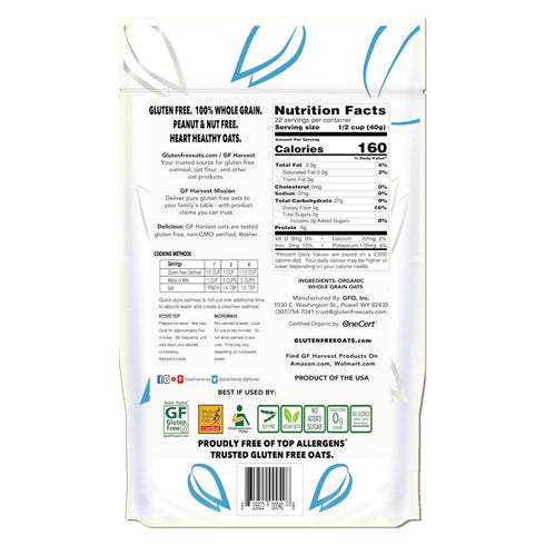 32 Pack 2 GF Harvest Gluten Free Organic Quick Oats, Ounce Bag