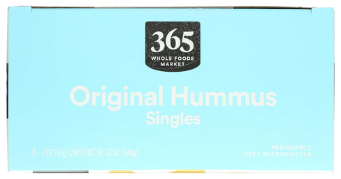 365 by Whole Foods Market Hummus 6 Count, 12 OZ Original Single Serve