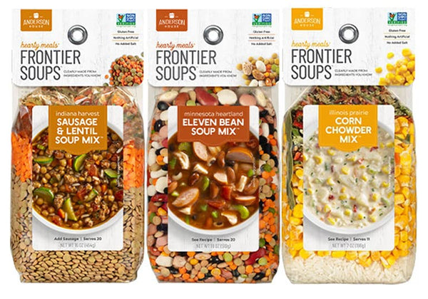 Frontier Soups Hearty Meals 3 Flavor Variety Bundle: (1) Indiana Harvest Sausage