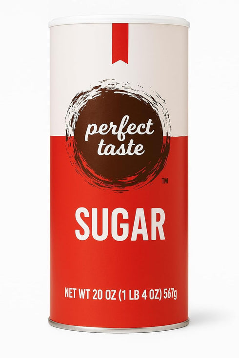 Perfect Taste Granulated Sugar 20 oz Sugar Canister Pure White Sugar for Coffee, Tea,