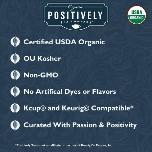 96 Organic Positively Tea Company, Decaf English Breakfast Black Tea, K-Cup Compatible, Pods