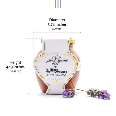14 oz. 100% SOLE E AMORE. Gourmet GUAVA JAM WITH LAVENDER natural fruit. No colorants, no binders, no artificial