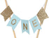 Handmade “ONE” Birthday Cake Topper, Baby Shower, 1st Birthday Cake Bunting for Baby Boy Party Supplies