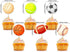 Morndew 24 PCS Sports Fan Cupcake Toppers - Basketball, Baseball, Soccer, Volleyball for Theme Party Decorations