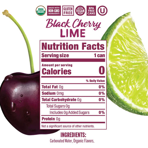 12 oz 24 pack 0 0 0 Nixie Sparkling Water, Black Cherry Lime | fl cans, | Organic, Vegan, Non-GMO, Gluten Free