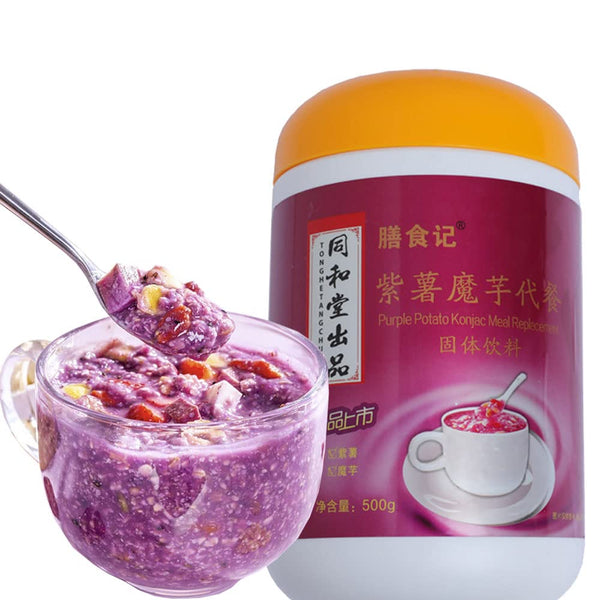 TEAERPKLAE Purple Potato Konjak Congee cereal 17.6oz/500g Instant cereal nutritious breakfast substitute powder