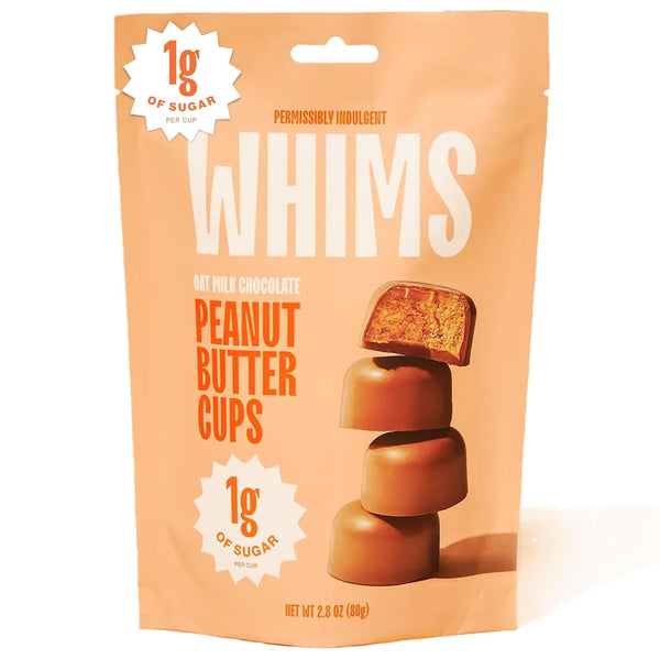 Whims Oat Milk Chocolate Peanut Butter Cups Clean Ingredients, Sweetened with Monk
