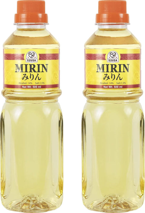 52USA Mirin Cooking Wine 16.9 FL OZ X2, Red Rice Cooking Wine & Seasoning for Sauces, Marinades