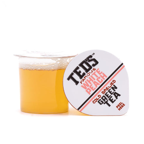 Pack 12 Ted's Tea by Java House - Single Serve Liquid Concentrate Pods - Peel and Pour - White Peach Green Tea