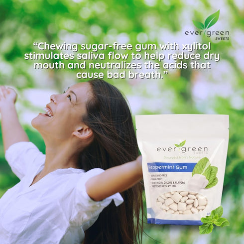 Evergreen Sweets 400 Chewing gum - Pieces Per Bag - Natural Peppermint Gum Made with Xylitol and Stevia - Sugar-Free