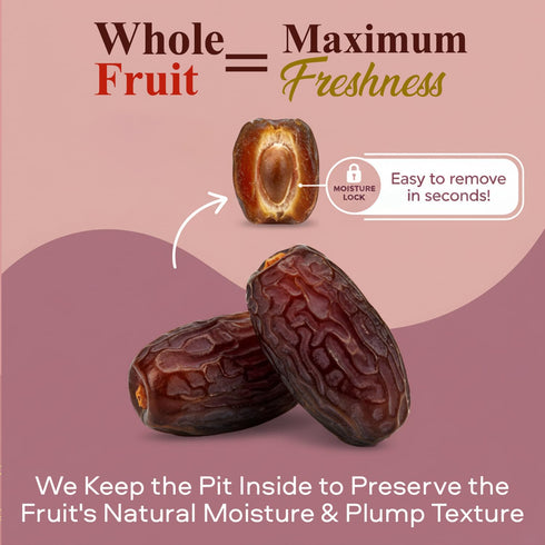 32 oz (2 lb) Sahara Gold Non Pitted Medjool Dates - Whole, Sticky, Gluten-Free Natural Sweet Fresh Dates Medjool