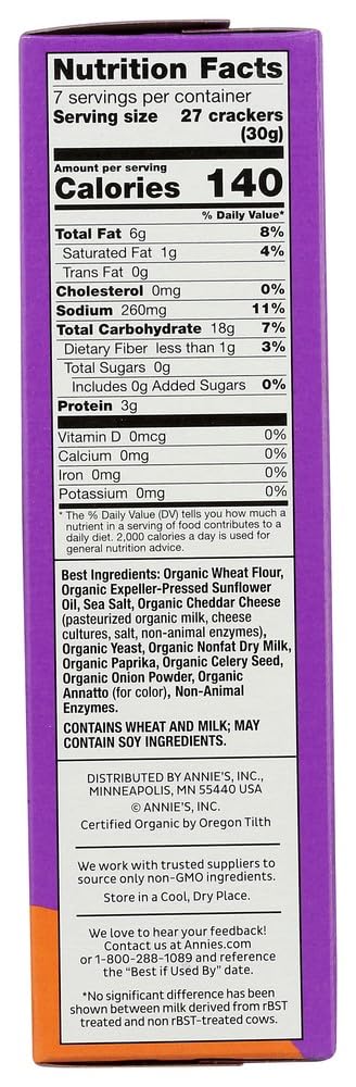 Annie's Organic Cheddar Squares, Baked Cracker Snacks, 7.5 oz