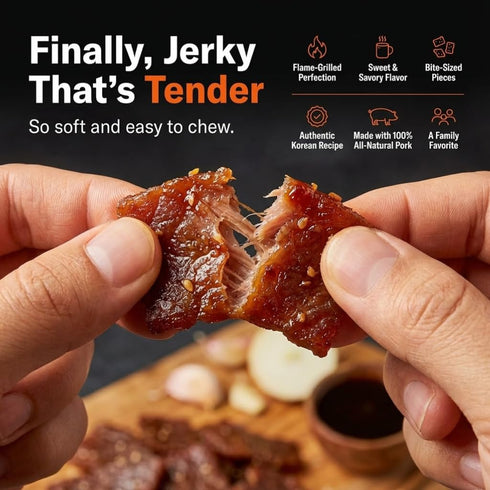 (2 Pack) 9 oz 7g 100% Golden Island Korean BBQ Pork Jerky - Resealable Bag - Fire-Grilled Specialty Meat Snack - Sweet