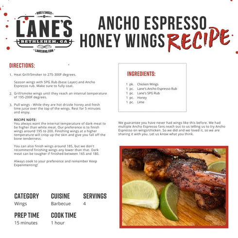 10.7 oz Lane's Ancho Espresso Coffee Rub, - All Natural BBQ Rub Steak Seasoning with Ancho Chili & Espresso - Creates