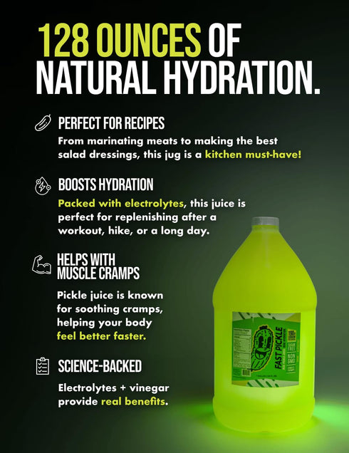 1 Pickle Juice Gallon Electrolyte Drink for Hydration, Muscle Cramps & Recovery, No Sugar, Natural Ingredients