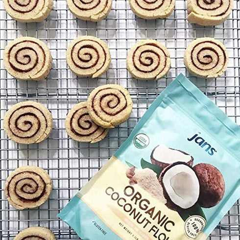 (1.1 lb, Pack 3) Jans Organic Coconut Flour of Certified Organic, Gluten-Free, Keto, Paleo, Vegan Friendly, Multi