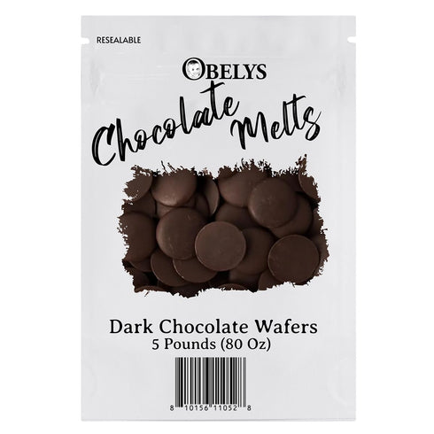 5 Cocoa Dark Chocolate Melts By Obelys - Rich Cocoa Melting Wafers Pounds - Smooth, Creamy, and Perfect for Baking