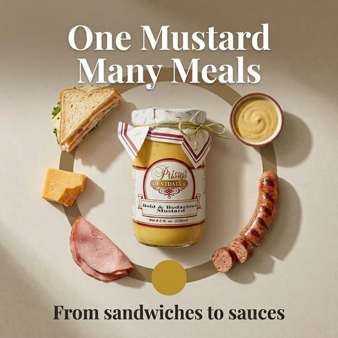 8 Oz (Pack 2) Prissy's of Vidalia Bold and Bodacious Mustard - Jalapeno Mustard for Sandwiches, Charcuterie, & Glazes